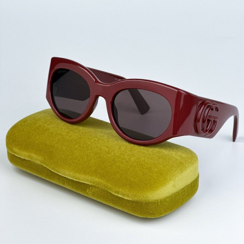 NEW Gucci GG1544S 002 Burgundy Brown Unisex Oval Sunglasses GG 1544S - Picture 2 of 9